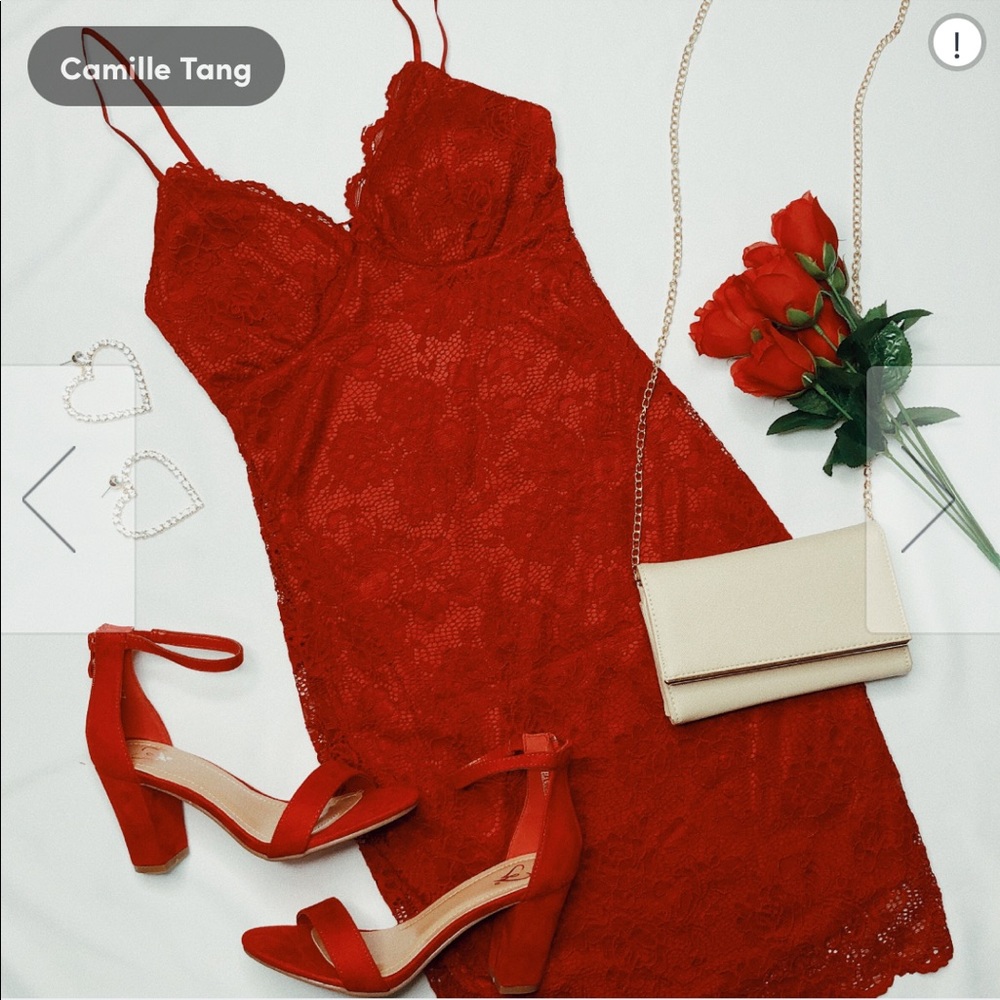 Windsor Ravishing Lace Bodycon Dress Red